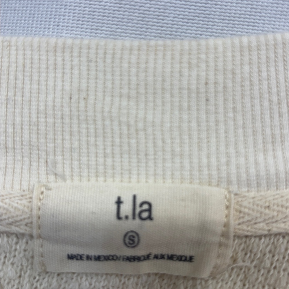ANTHROPOLOGIE TlA  creme LONG SLEEVE V-NECK ZURI SWEATSHIRT Small - Picture 7 of 10